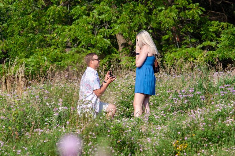 After nearly 4 years of dating, Jake proposed at Lapham Peak State Park and surprised Kylee with a dinner where both Jake and Kylee's family were there to celebrate! It was absolutely perfect.