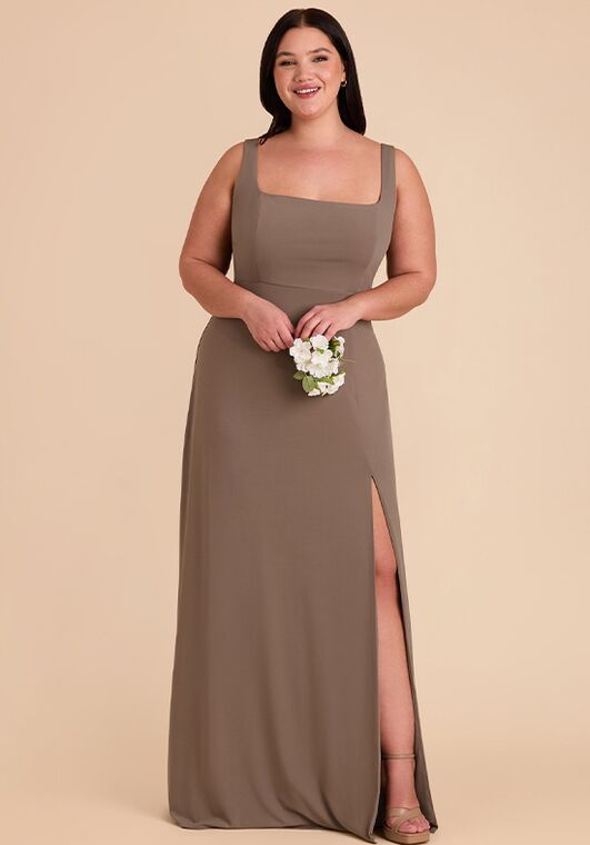 birdy grey mocha bridesmaid dress Mocha Bridesmaid Dress Shiny Satin Size XL