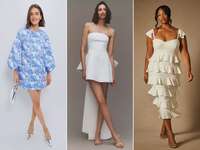 Collage of three bridal shower dresses for the bride 