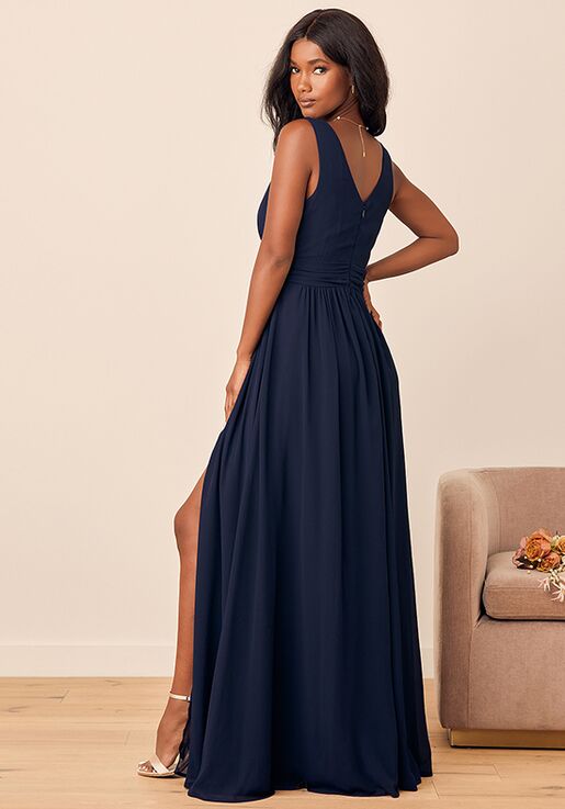 Lulus Thoughts of Hue Navy Blue Surplice Maxi Dress Bridesmaid Dress ...