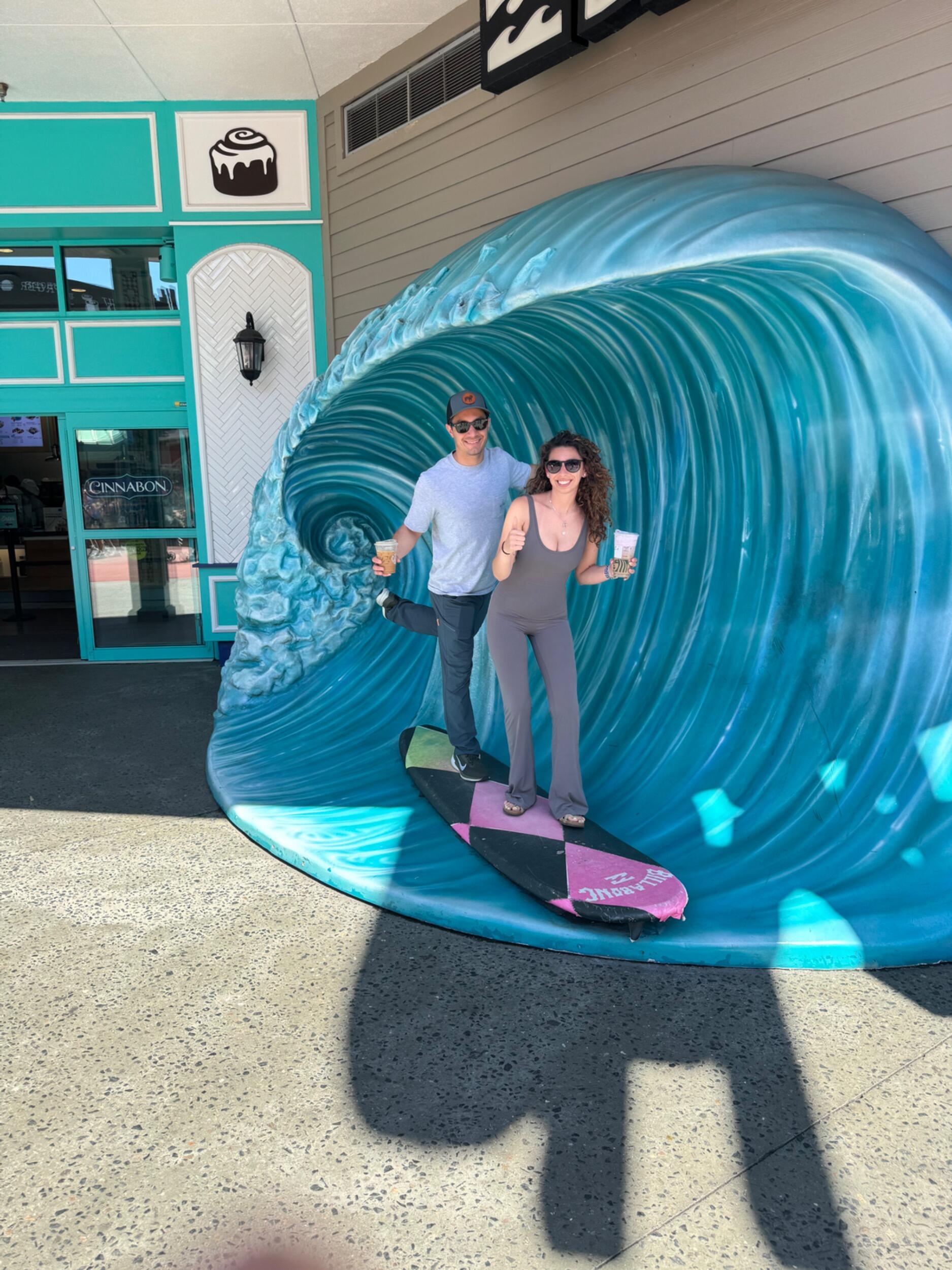 The two caught some waves at Universal Studios and even
