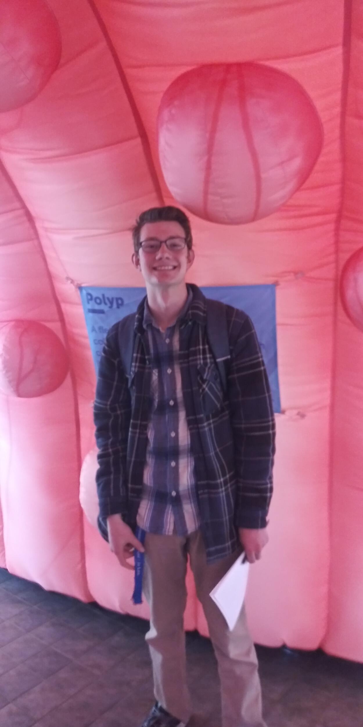 Dating long distance wasn't easy, but the two kept themselves occupied with many edifying activities, like studies... or the Inflatable Colon Experience, sponsored by University of Mary Nursing (pictured)!