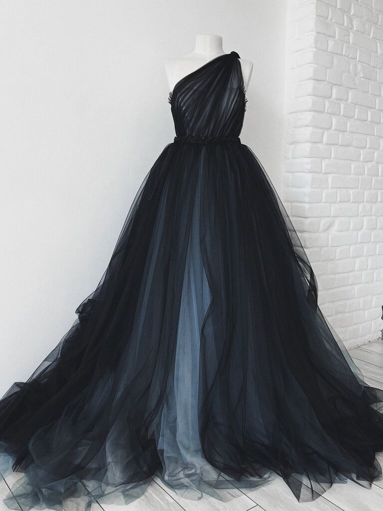 Sumarokova Atelier blue and black Halloween wedding dress