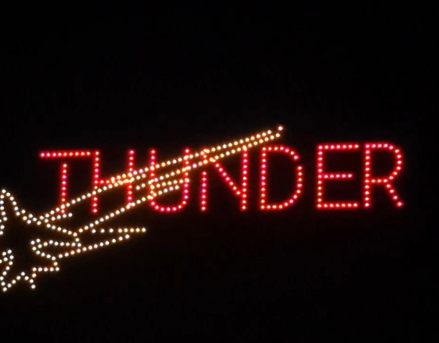 9pm- Drones light up the sky performing aerial artistry, priming the nighttime sky for the main event. 