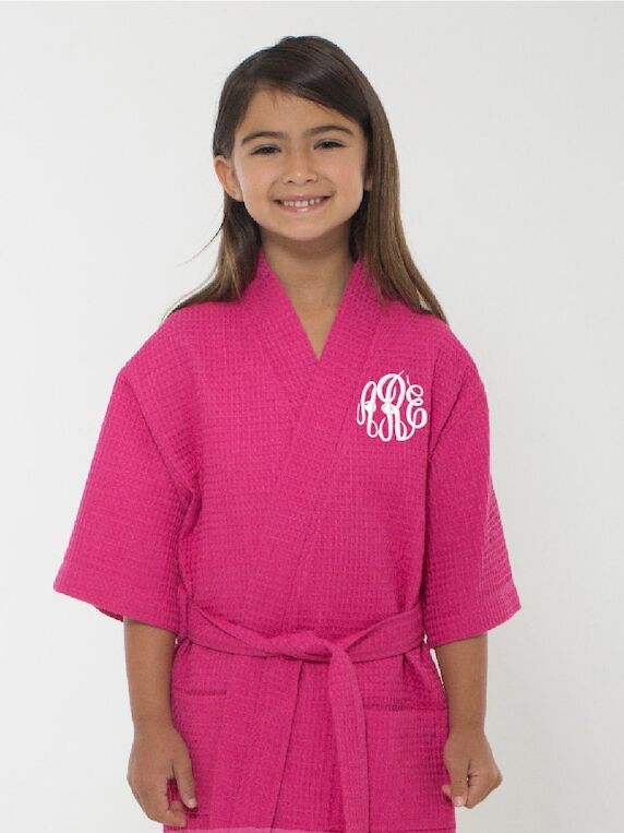 Embroidered waffle robe for junior bridesmaid