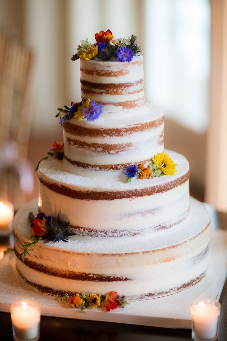 Colorful Wildflower Accented Naked Cake