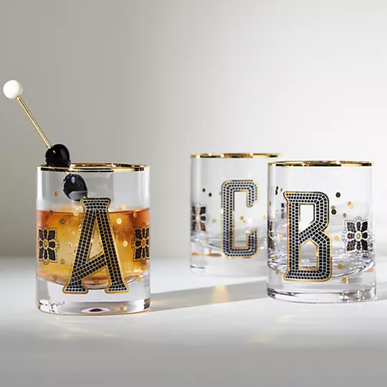 Personalized initials Whiskey Glasses for your crystal wedding anniversary