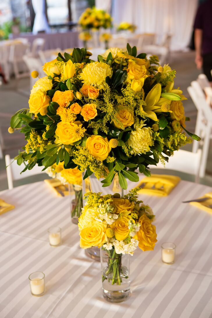 Yellow Floral Arrangements At Austin Texas Reception