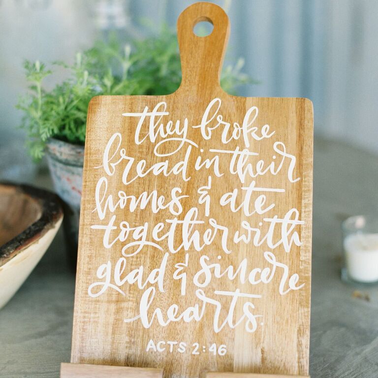 Cutting board with Bible verse quote
