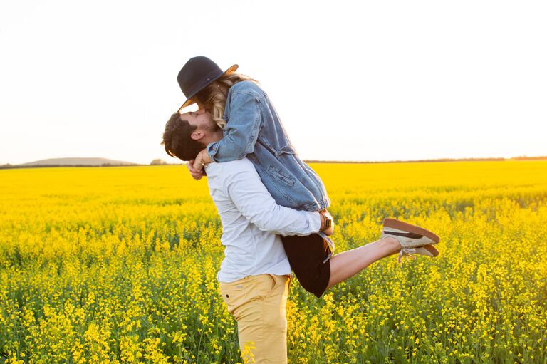 Simply in love, in the Canola field.