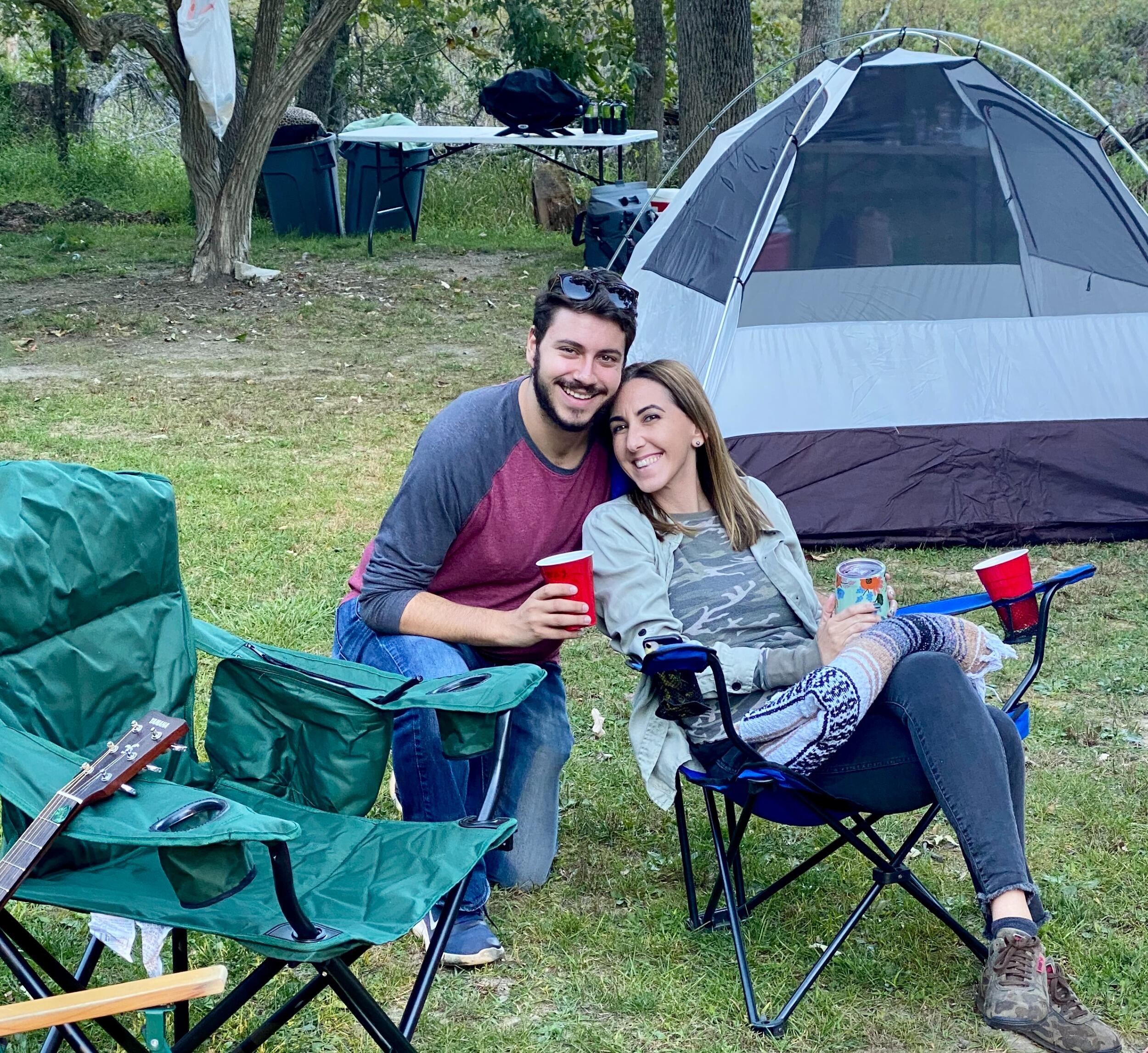 Our first camping trip. This was for Keenan's 25th Birthday. Only one person chipped a tooth.
