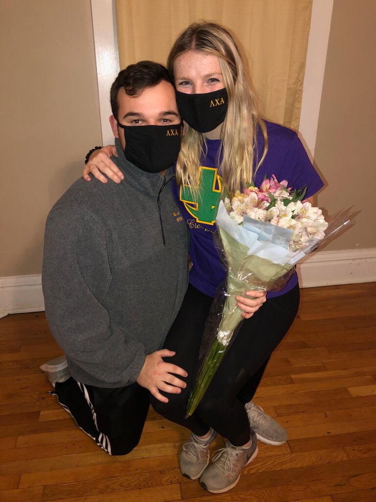 Presenting Lily with Lambda Chi Letters as a Crescent Girl