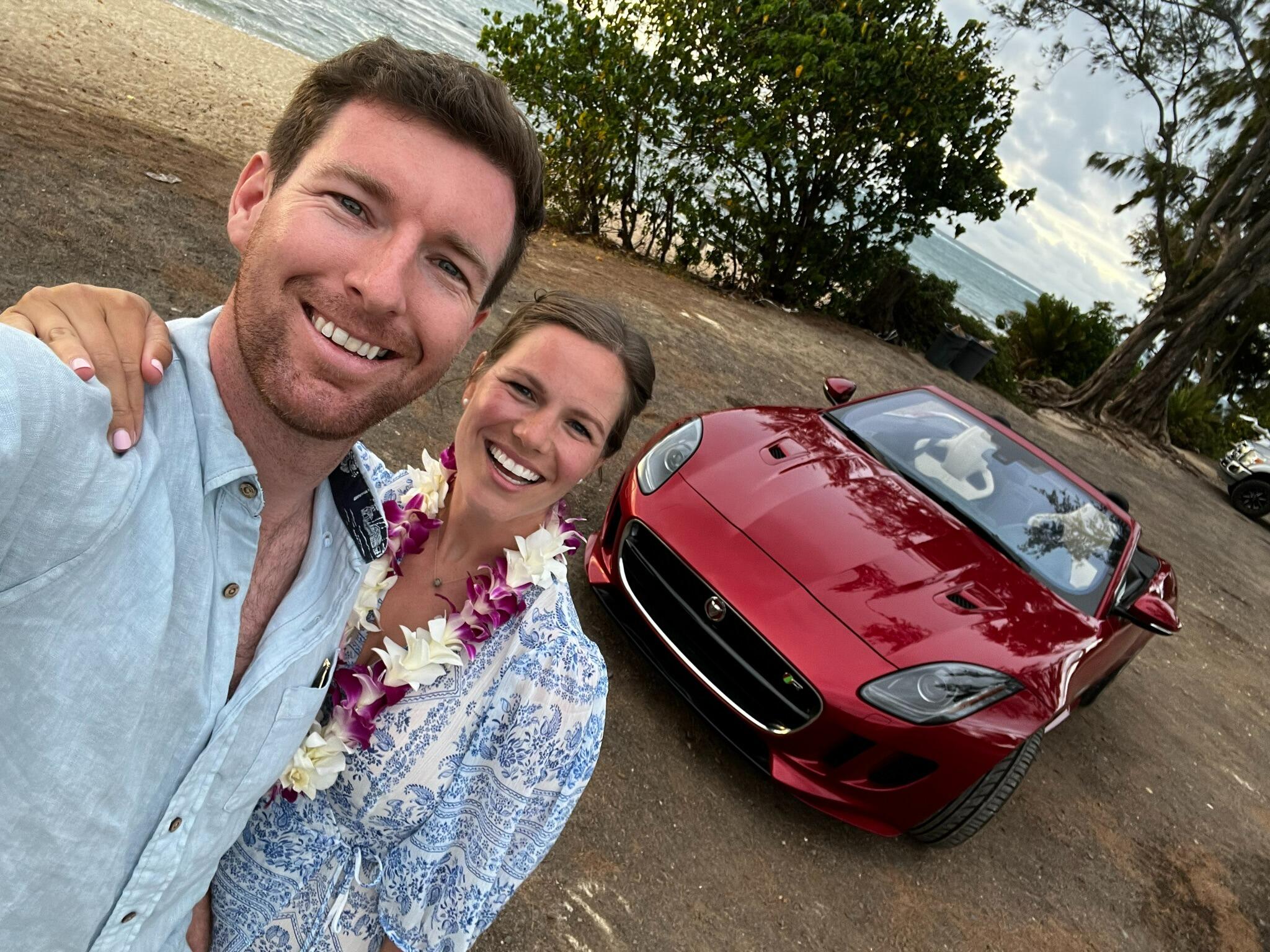 Gwen meets Bill in Hawaii on his port call during deployment. We drove the car around the entire island of Oahu!