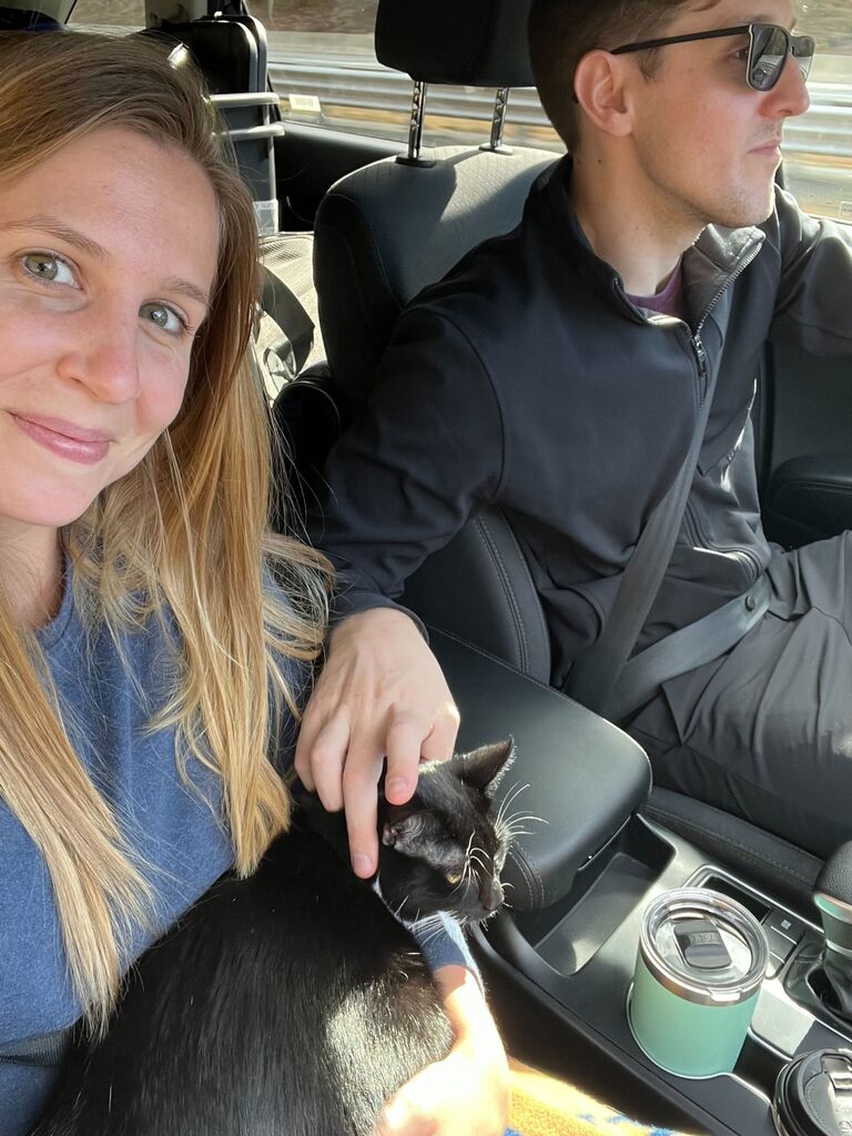 The one and only time we will ever road trip with our cat.