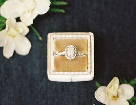 oval engagement ring in velvet ring box