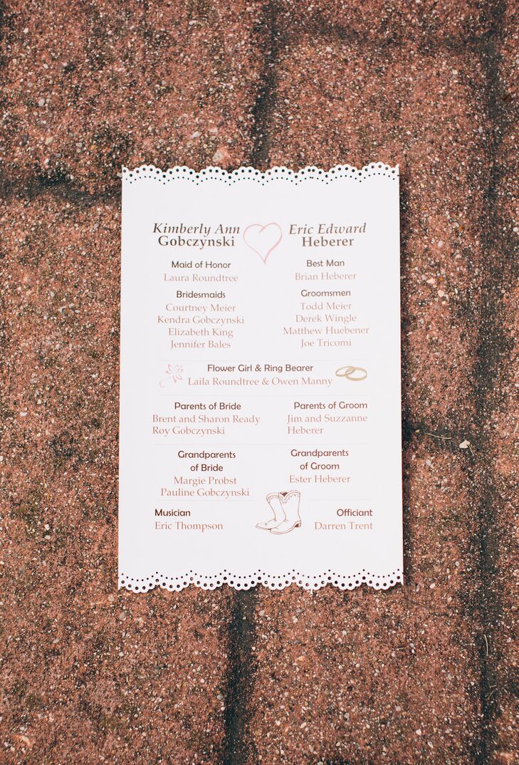 Country Themed Wedding Program