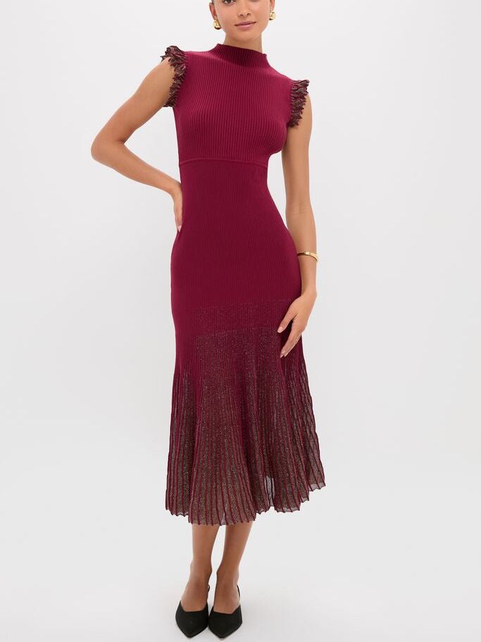 Moon River plum mother-of-the-bride knit dress
