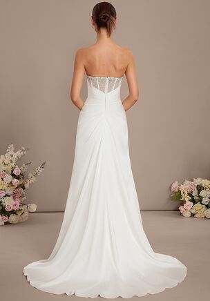 Fall in love with the JJ's House Vinca A-line Convertible Matte Satin Wedding Dress! A timeless and elegant design crafted to make your dream wedding a reality. Shine with confidence as you walk down the aisle.