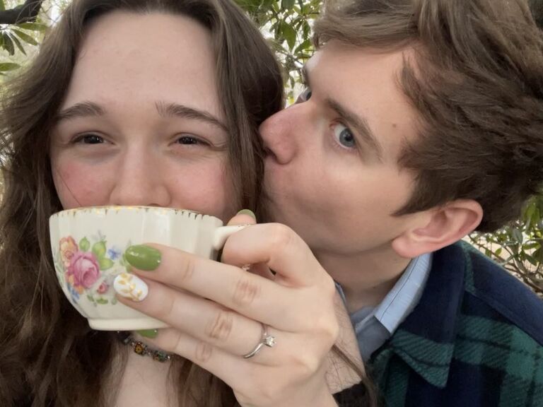 Finally, after nearly five years dating, Jacob proposed to Trinity under a Magnolia tree at a Cause for Tea in Downtown Monroe. 