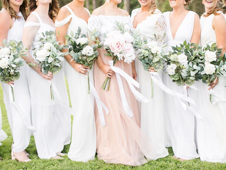 wedding guests in white