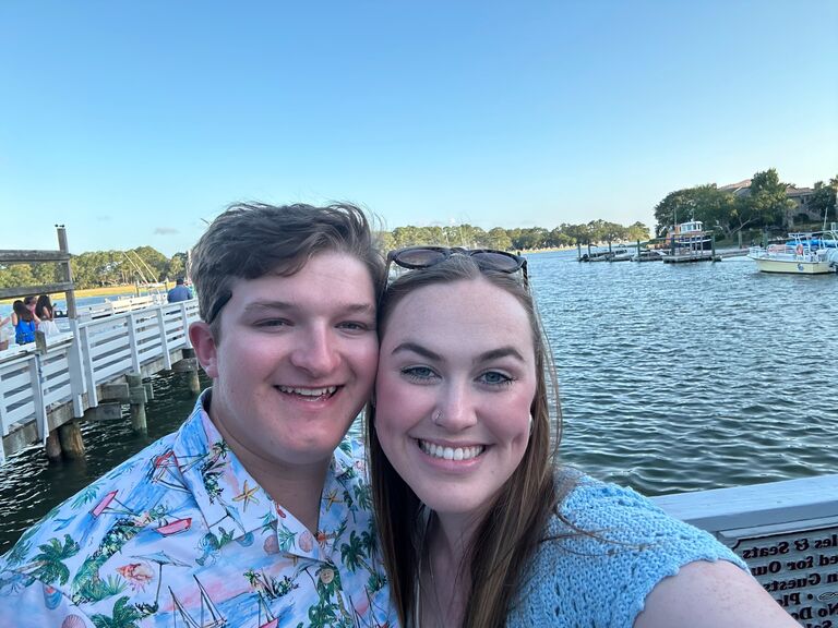 Madeline and Evan eating at the Salty Dog Café at South Beach Marina on Hilton Head Island during Evan's first beach trip. Madeline loved introducing him to her favorite vacation spot.