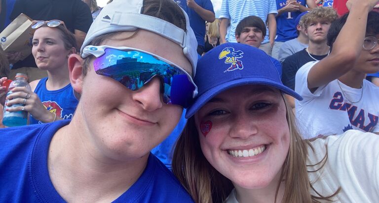 Madeline and Evan at KU’s Family Weekend during Madeline’s first year in college, and they were all in for the Jayhawk football experience. Some tailgating, a game, and a whole lot of Rock Chalk later… they were hooked!