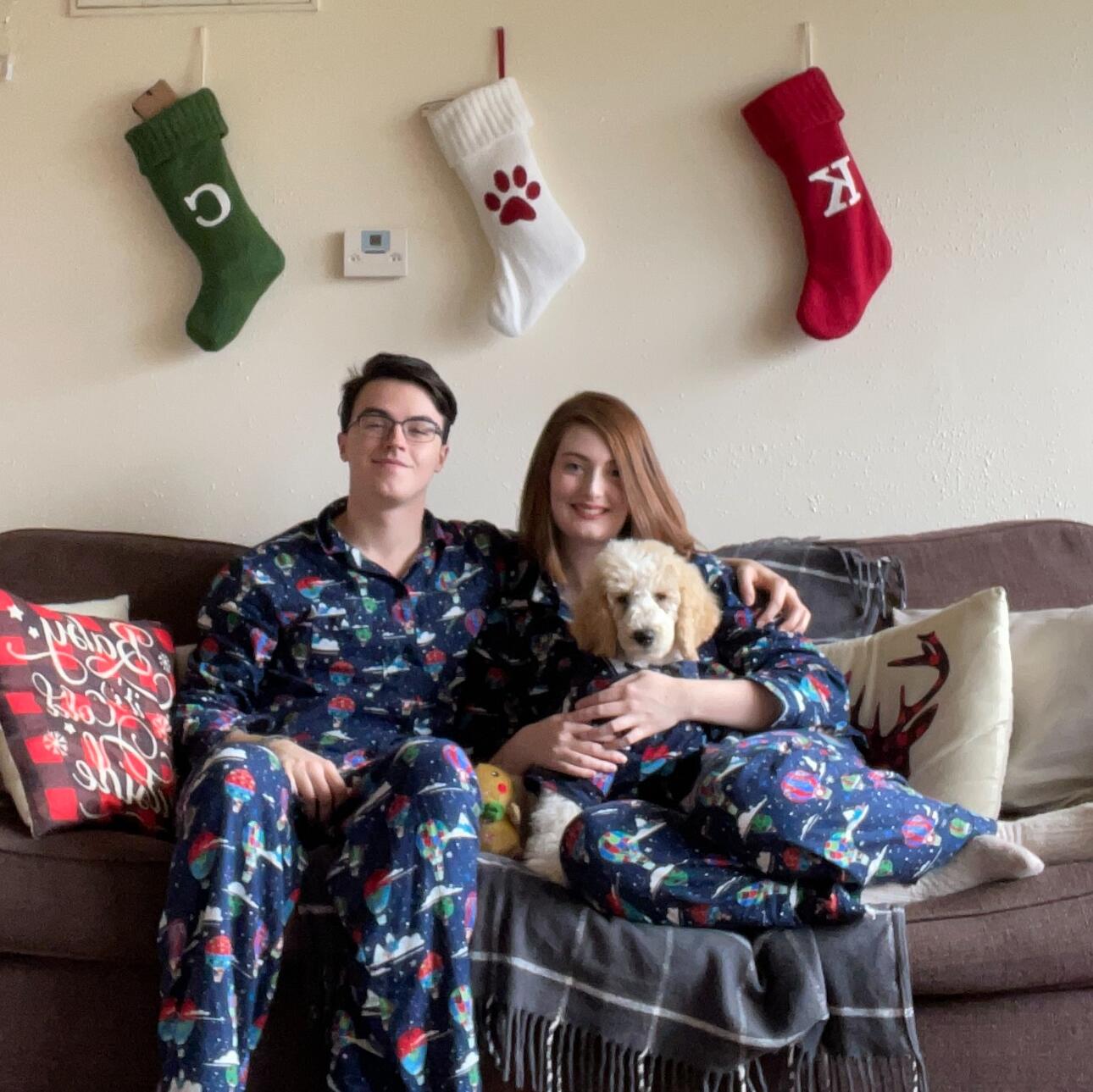 We got our first dog, Lyra!
During the pandemic, we sheltered in place together more often than not. Since Conrad was working remotely, he was able to stay with Kimmie in her apartment in Champaign while she got through grad school, and of course, to help with puppy Lyra. 
