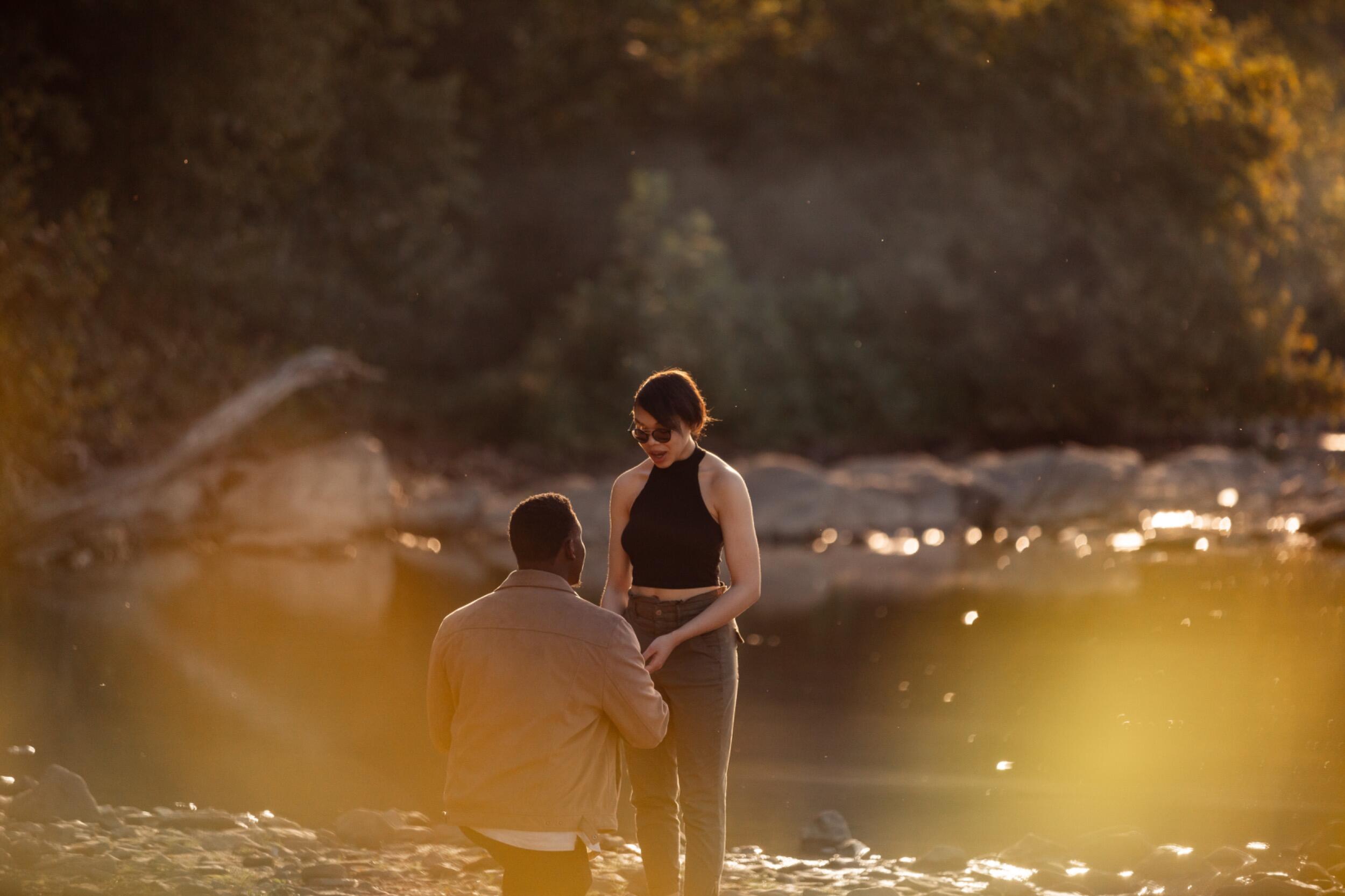 The day Emmanuel surprise-proposed to Kalla on the waters of a nearby historic town.
