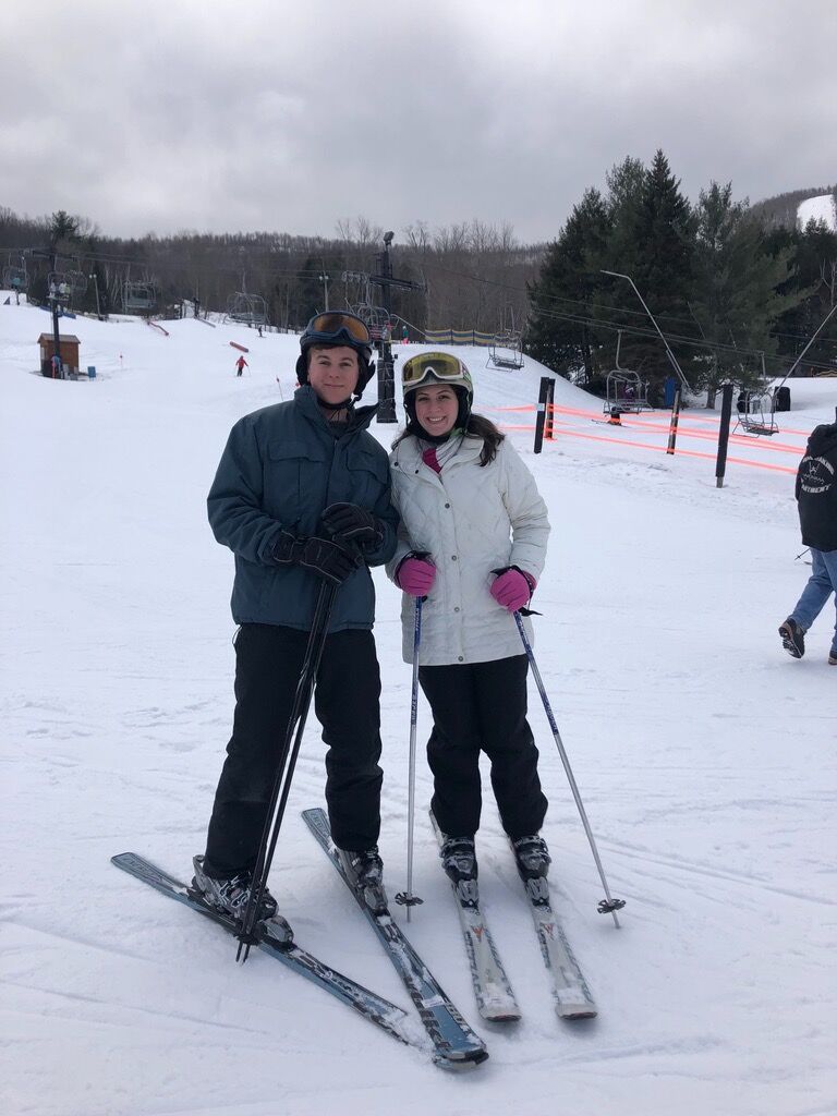 Zach teaches Stephanie how to ski. Skiing is now one of our favorite things to do together!