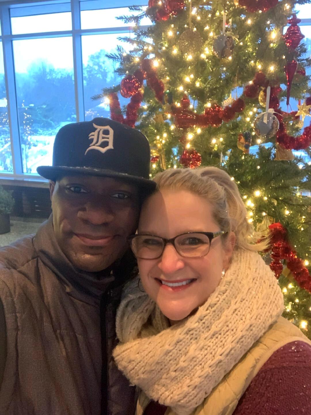 Enjoying all the Christmas decorations at the Meijer Gardens