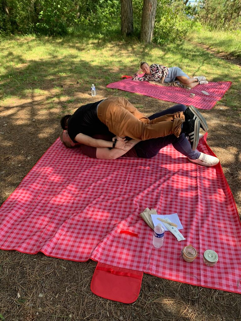 Ontspannen picknicken met prachtig uitzicht... Voor sommige toch 