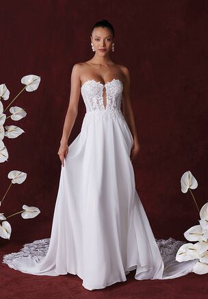 Strapless Chiffon A-Line Wedding Dress with Sheer Bodice