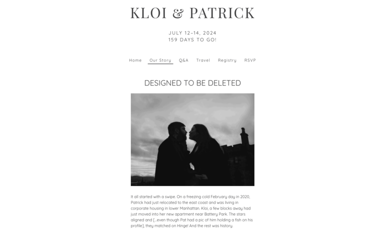 wedding website our story example