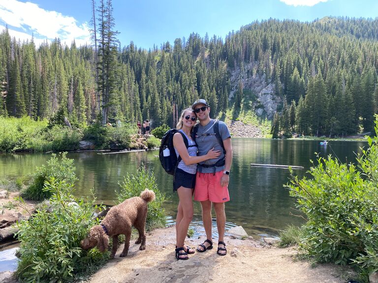 Hiking and swimming at Bloods Lake at the top of Guardsman Pass in Big Cottonwood Canyon.