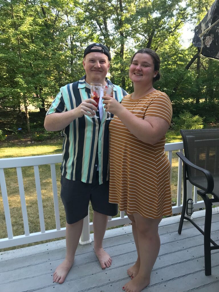 Our official toast to our engagement! The local radio station in Port Austin even announced our engagement and played what will be our first dance song!
