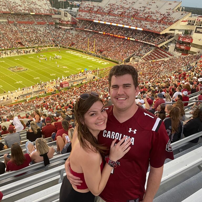 Nicole takes Austin to his first USC game (go cocks)!