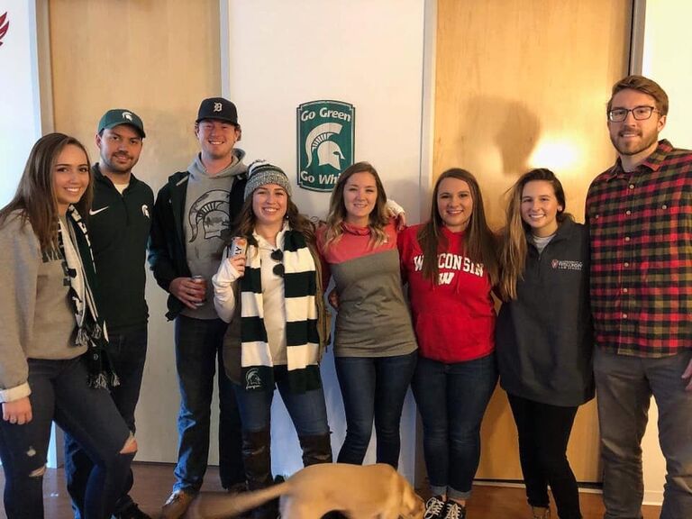 Michigan State vs Wisconsin football game.  Zac - "No need to ask who won..."