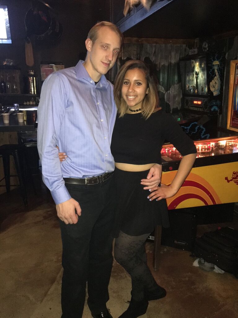 One of our first photos. We meet up to support my sister DJing at a local bar in Anchorage.