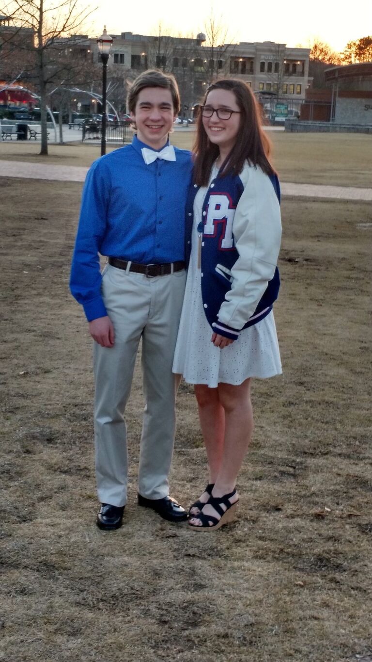 Kyle and Holly started dating freshman year of high school. Holly asked Kyle to the Sadie Hawkins dance and they have been together ever since! 