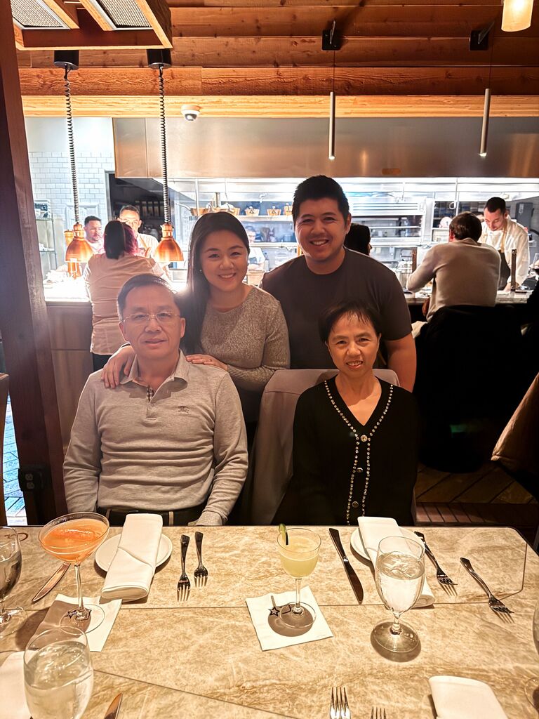 Yi's parents visiting from Beijing to celebrate her last birthday before her big day!