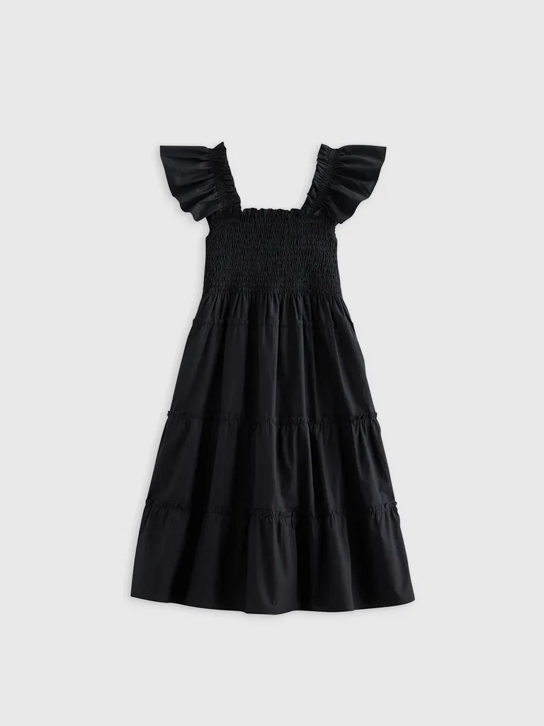 Kids black smocked mommy and me dress for wedding from Quince