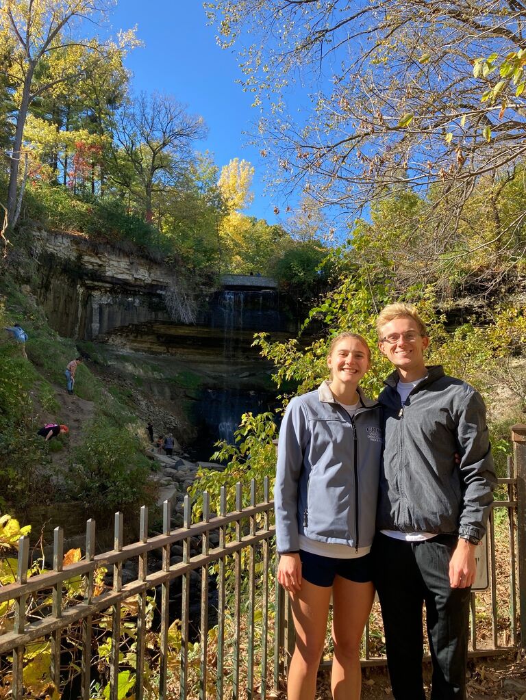 Grace visiting Eric on a perfect Fall day in Minnesota!