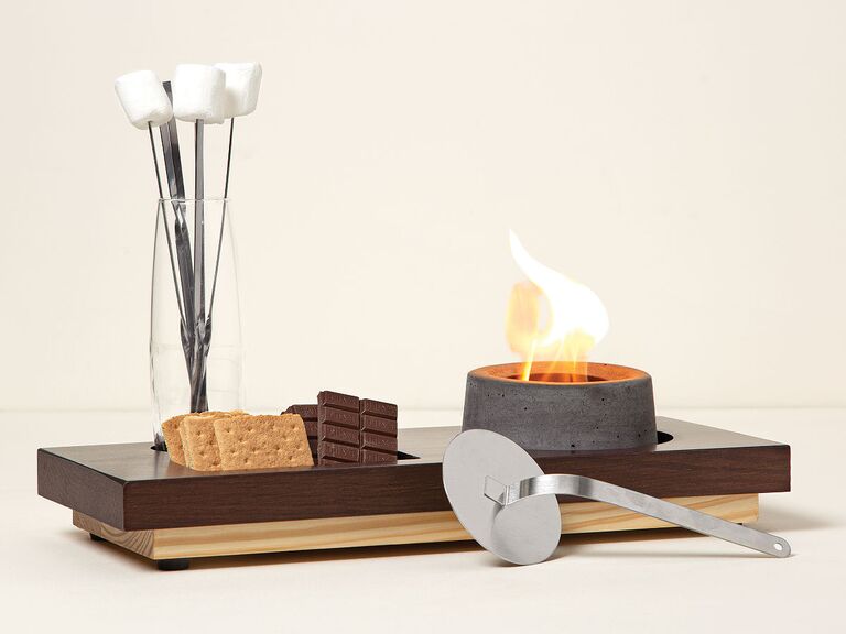 Personal fire pit with s'more skewers