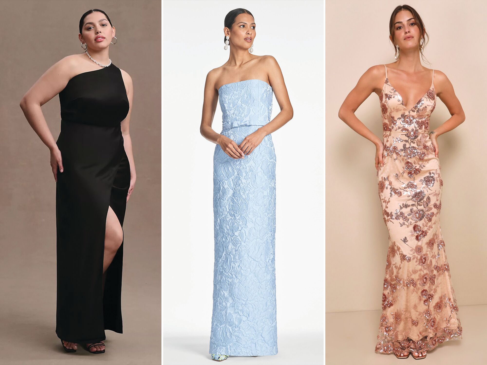 Three formal bridesmaid dresses