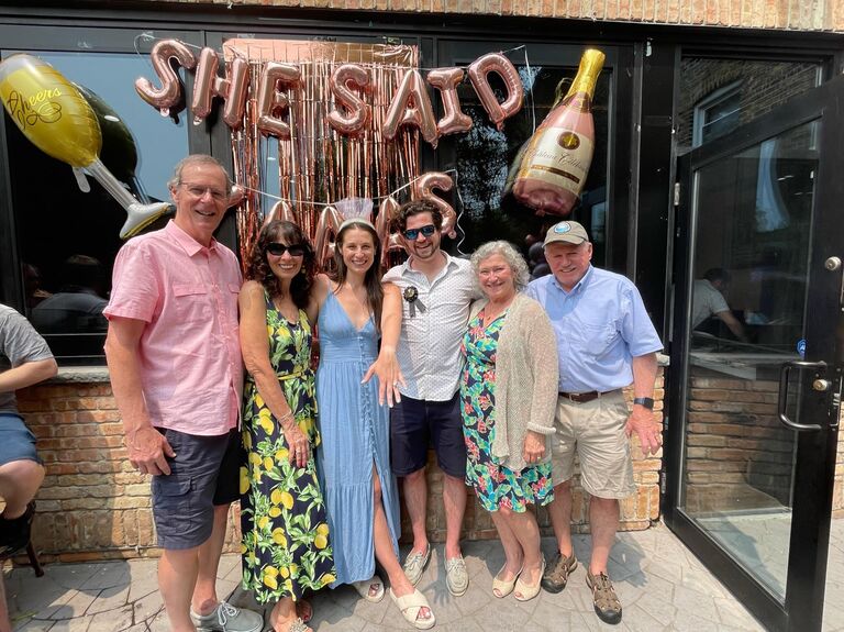 Sean has another surprise and has all of  our friends and family together at a near by bar to celebrate the engagement! 