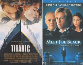 Collage of two movie posters. Titanic and Meet Joe Black