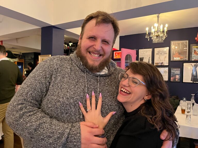 ENGAGEMENT DAY! Andrew had everything planned out, with the help of a few friends, to distract Erika all day with her favorite things, pop the question, then throw a surprise engagement party with all their close friends and family. The day started off with everyone getting their nails done (good man!). After which they went to an escape room (and finished in 30 minutes!). To kill some time Andrew took Erika to her favorite bookstore to shop for Manga, after which they drove up to Fort Tryon in the rain, where Andrew knelt down in a puddle and asked Erika to marry him. After going home to change (because he knelt in a puddle), Andrew surprised Erika with their friends and family who were all waiting at a local bar to celebrate the happy couple. This was, on record, the ONLY TIME Andrew has ever surprised Erika. 