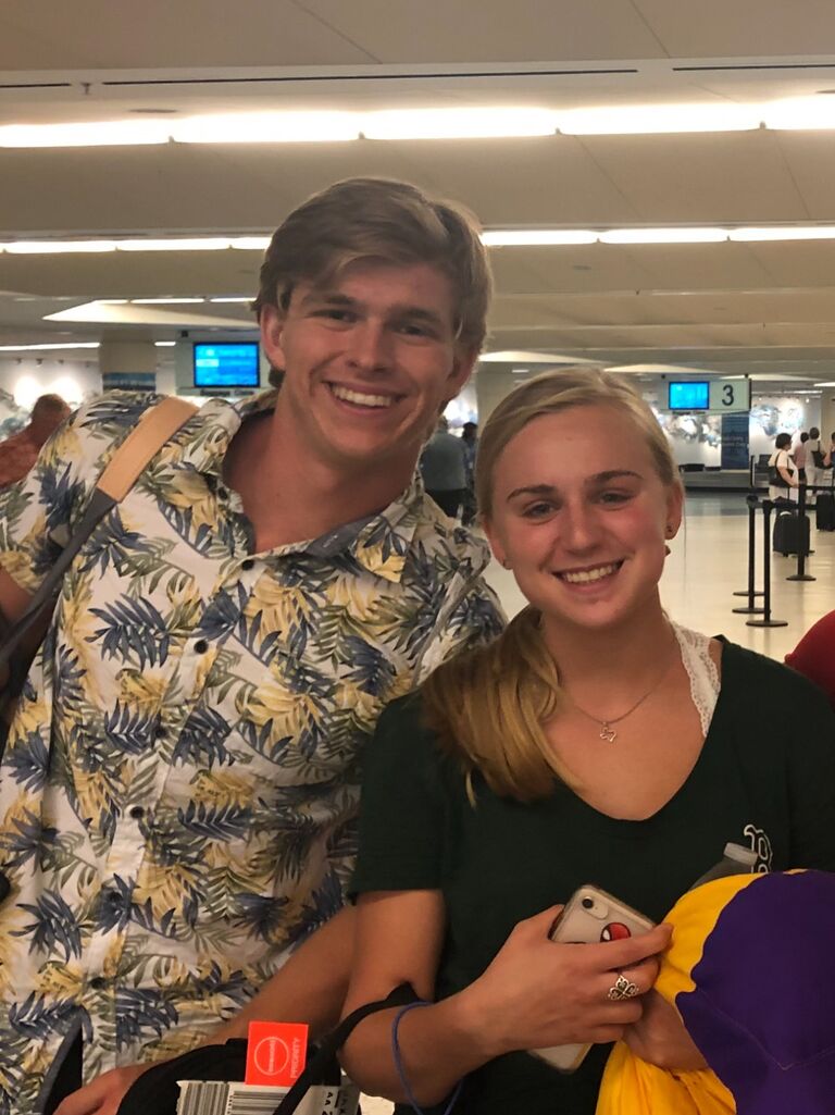 Ahead of a quick mid-summer-Parr-family trip, Pryor and Aubrey  threw hail mary's by asking their parents if he could join them. They inexplicably each got permission from their parents, who still don't know why they gave them the okay (perhaps fate!), and the trip that followed was where their feelings really started transitioning from friends to more-than-friends. Turns out Zac Brown Band karaoke sessions really accelerate a relationship!
Shortly after this trip, Aubrey and Pryor's relationship officially started in what some might say is the most traditional of manners: guy joins girl's family trip to Florida as a friend, wins her over, and the two start dating a month before they move 2,000 miles apart to start college. Classic!