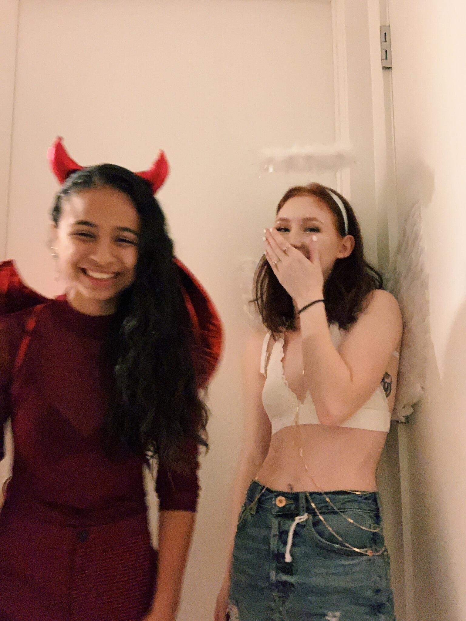 Our first halloween together. 
I also slipped a letter asking her to be my girlfriend in her bag this night - J 