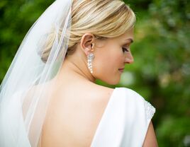 Bride with an updo and simple veil